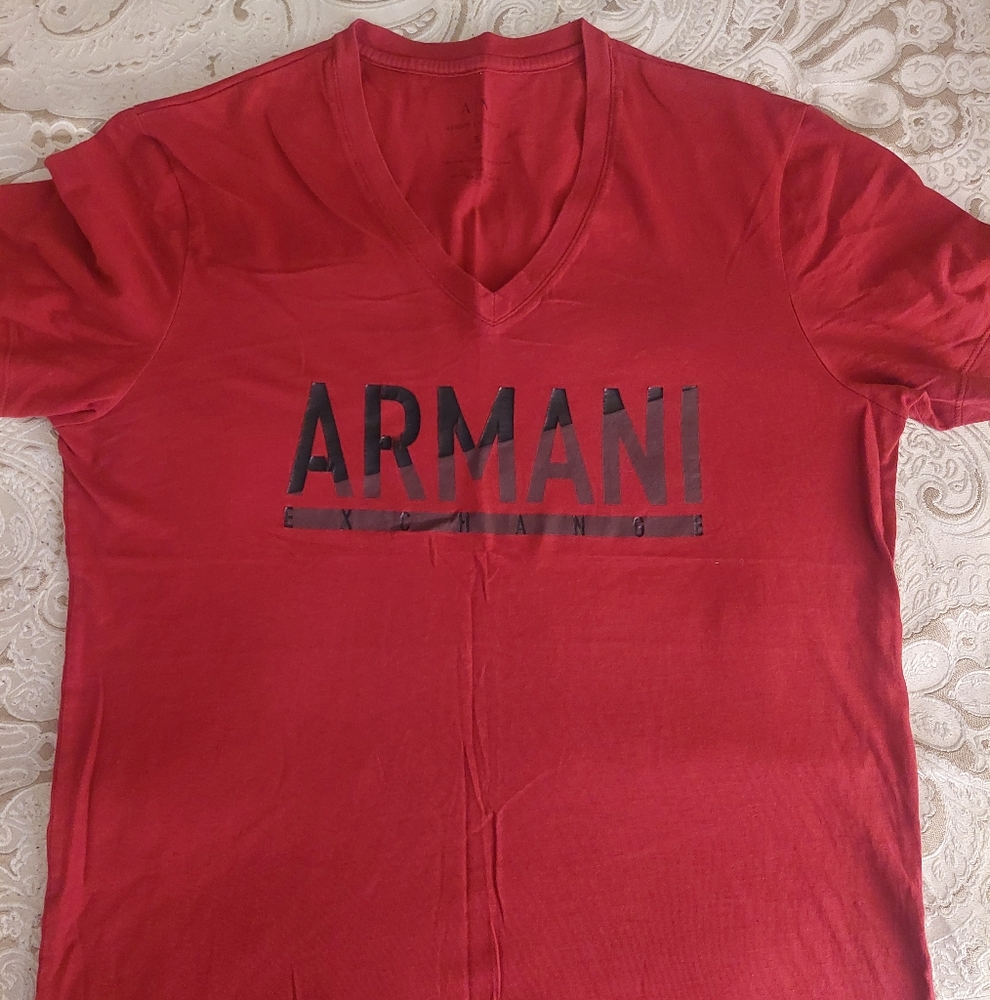 Giorgio Armani Red Crew Neck Short Sleeve Tee